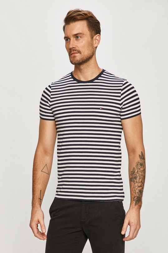 Tričko Tommy Hilfiger s elastanom tmavomodrá MW0MW10800
