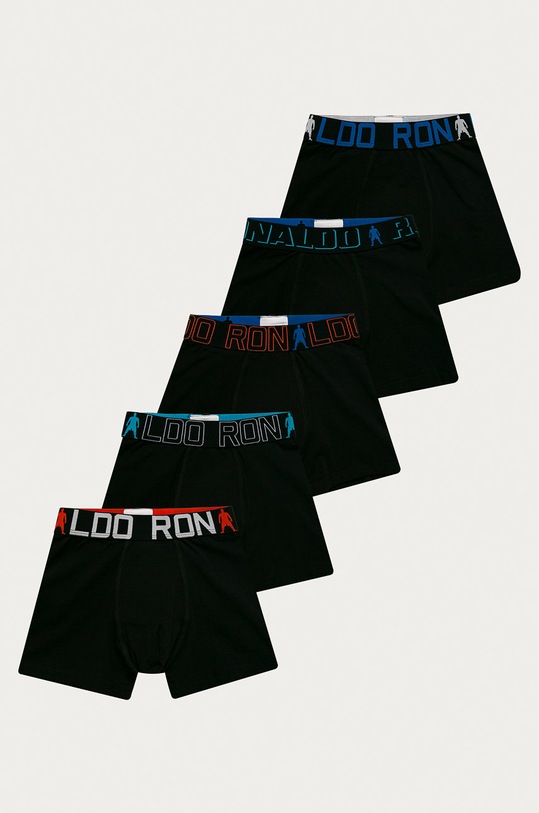 CR7 Cristiano Ronaldo - Παιδικά μποξεράκια (5-pack) εφαρμοστό σορτς μπόξερ μαύρο 8405.5100.2501