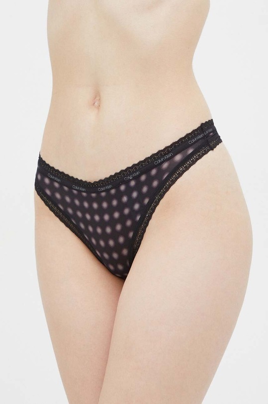 Calvin Klein Underwear stringi dzianina czarny 000QD3763E