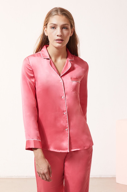 Etam - Koszula piżamowa CATWALK satyna różowy 652306862
