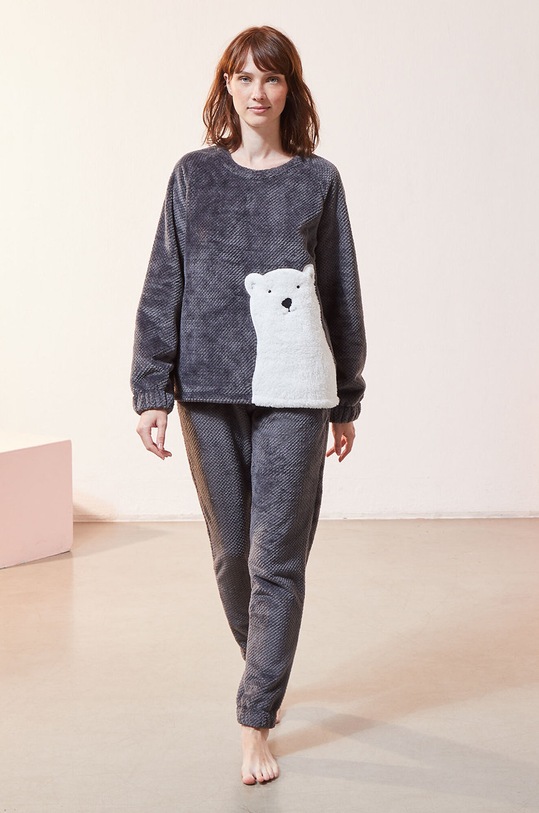 Etam - Bluza piżamowa OXFORD 652317104 szary AW20