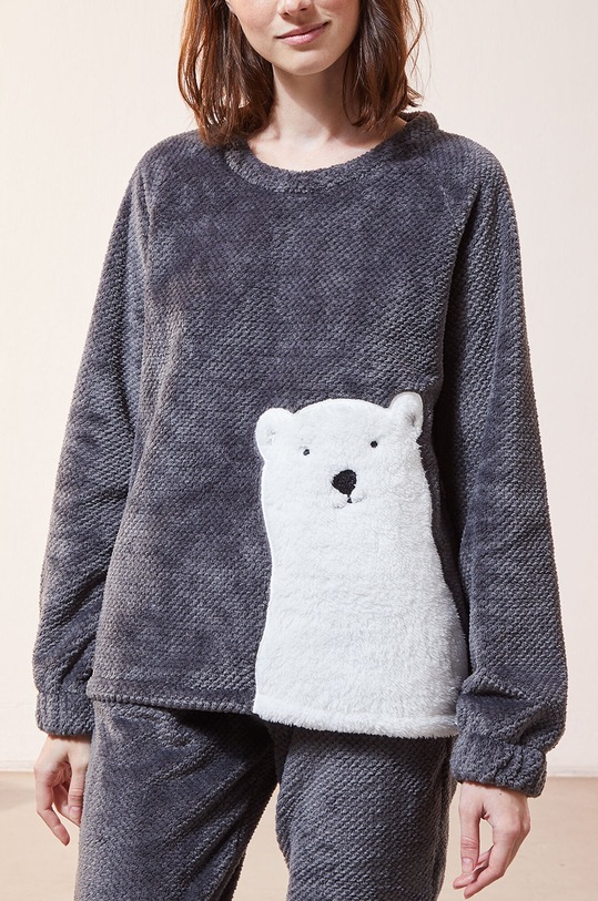 Etam - Bluza piżamowa OXFORD 652317104 szary