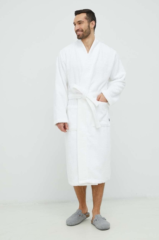 BOSS szlafrok bawełniany PLAIN.MEN biały AW22