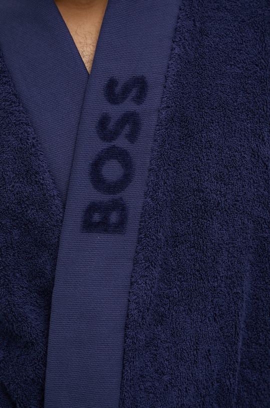 Памучен халат BOSS PLAIN.MEN тъмносин