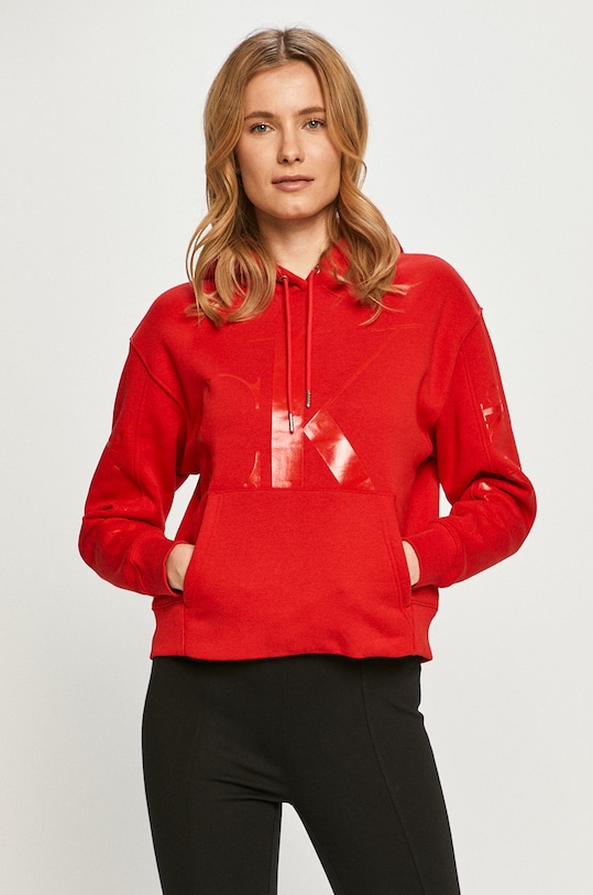 Calvin Klein Jeans – Mikina s kapucňou červená J20J214813