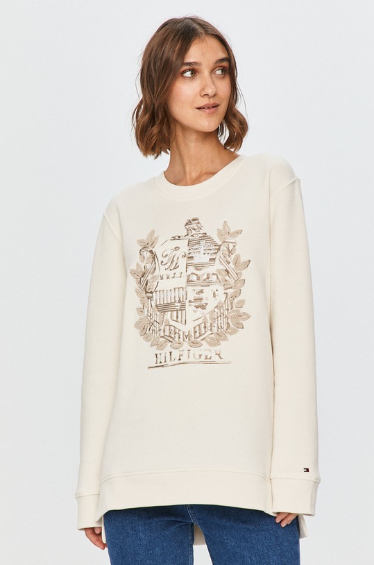 Tommy Hilfiger - Mikina bez kapuce bílá WW0WW29097