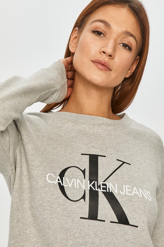 Bavlněná mikina Calvin Klein Jeans šedá J20J207877