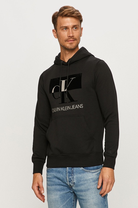Calvin Klein Jeans - Mikina s kapucňou čierna J30J315712