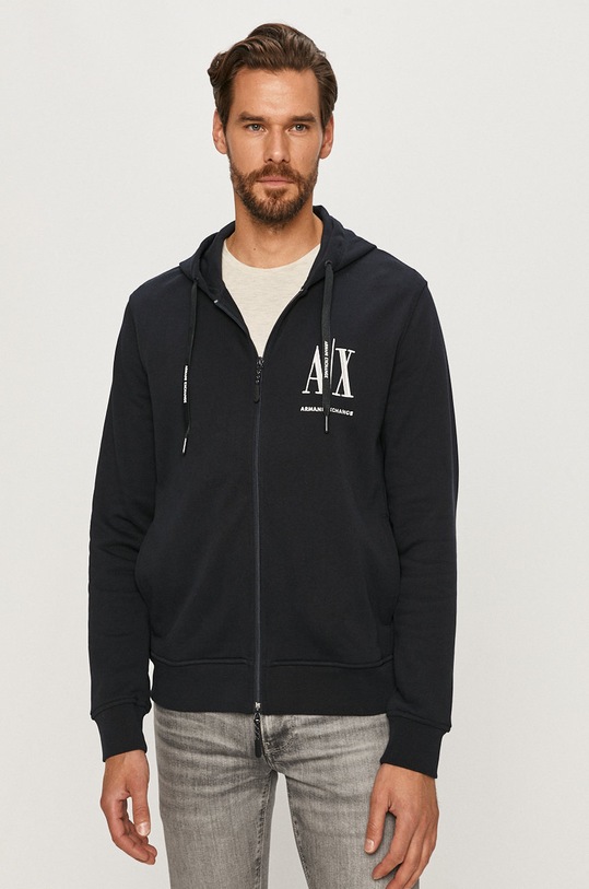 Bavlnená mikina Armani Exchange s kapucňou tmavomodrá 8NZMPP.ZJ1ZZ