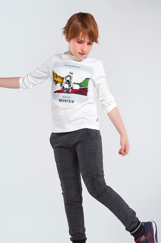 Mayoral - Дитячий лонгслів 128-172 cm бавовна білий 7051.7D.JUNIOR