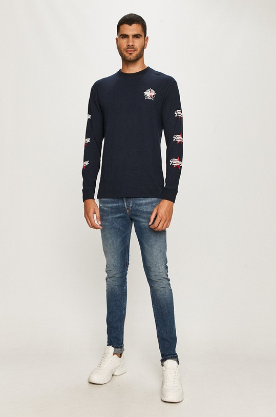 Tommy Jeans - Tričko s dlhým rukávom DM0DM08356 tmavomodrá AW20