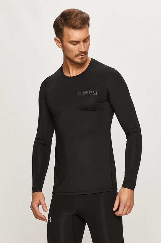 Calvin Klein Performance - Блуза с дълъг ръкав вталена черен 00GMF0K180