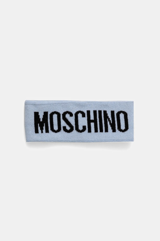 Moschino opaska wełniana z domieszką wełny niebieski M2355.65235