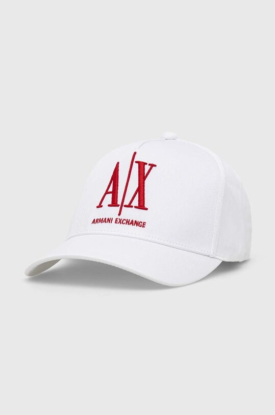 Бавовняна бейсболка Armani Exchange аплікація білий 954047.CC811