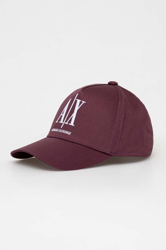 Armani Exchange czapka z daszkiem bawełniana aplikacja bordowy 954047.CC811