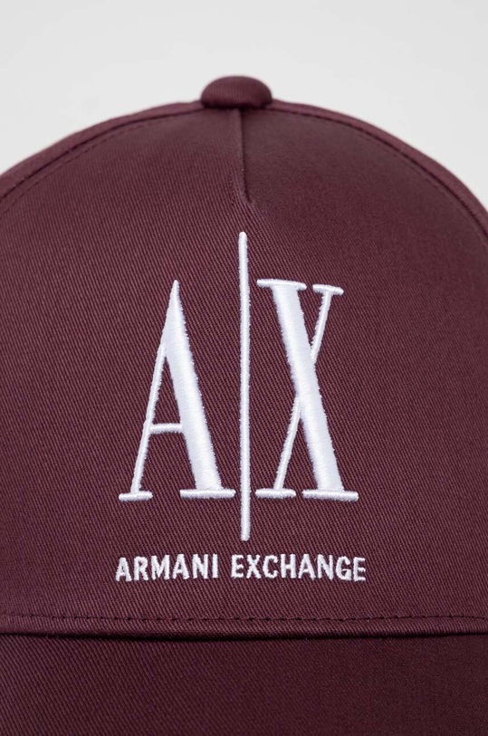 Armani Exchange czapka z daszkiem bawełniana 954047.CC811 bordowy AA00