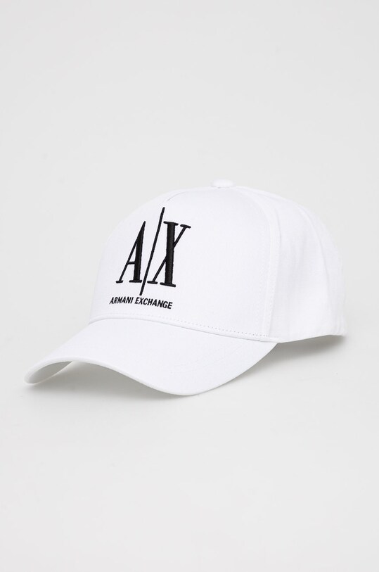 Бавовняна бейсболка Armani Exchange аплікація білий 954047.CC811