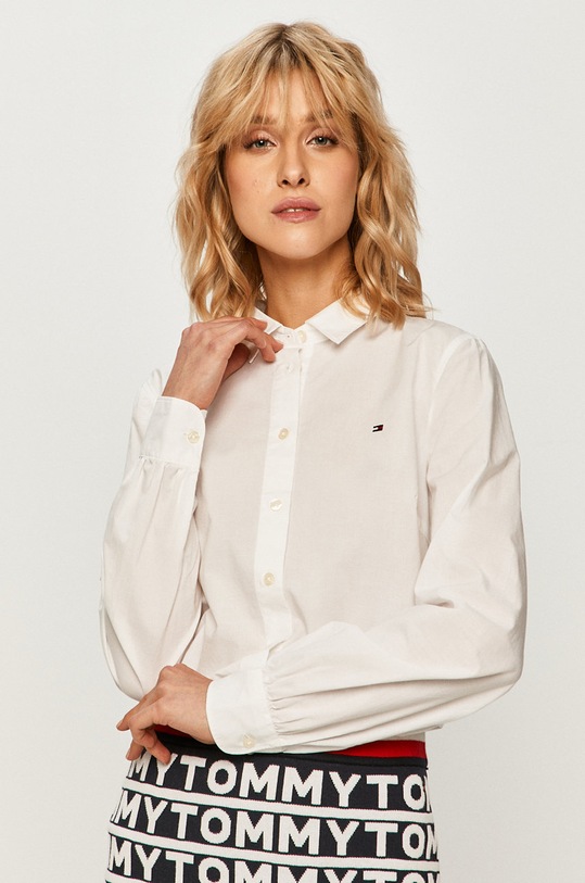 Tommy Hilfiger - Košeľa jednofarebný biela WW0WW27371