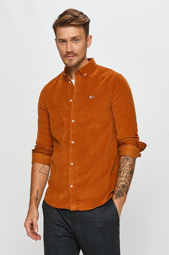 Tommy Jeans - Camasa din bumbac lung galben DM0DM09503