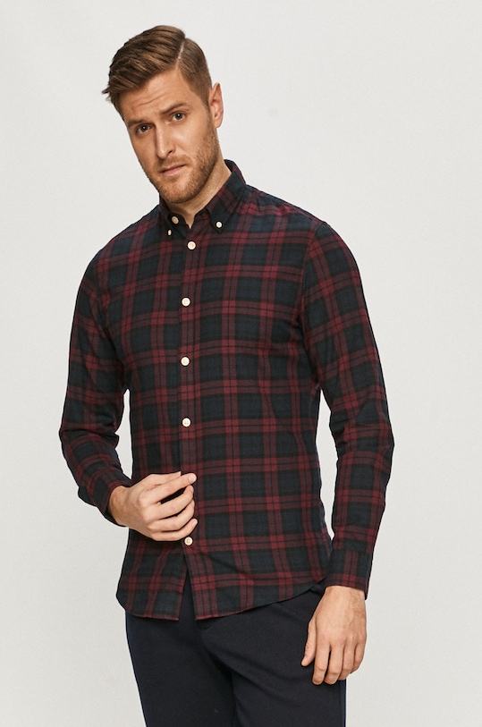 Selected Homme - Koszula bawełniana wzorzyste bordowy 16076544