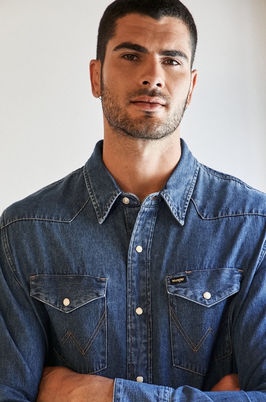 Wrangler - Koszula jeansowa W5MSLW922 niebieski