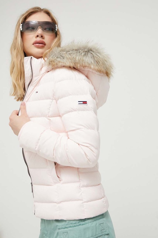 Páperová bunda Tommy Jeans zateplené ružová DW0DW08588