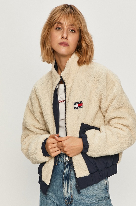 Tommy Jeans - Obojstranná bunda oversize biela DW0DW08847