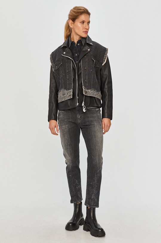 Odzież Diesel - Kurtka skórzana A00682.0JAZI czarny