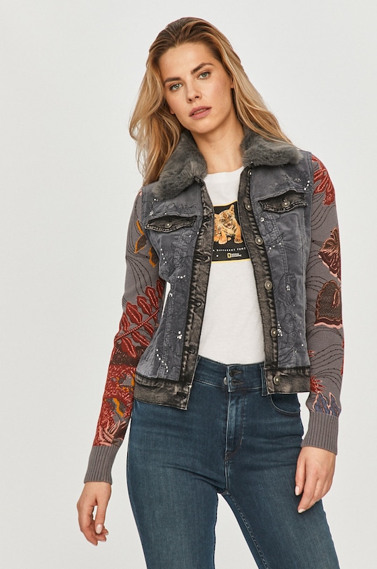 Desigual - Bunda prechodné sivá 20WWEN15