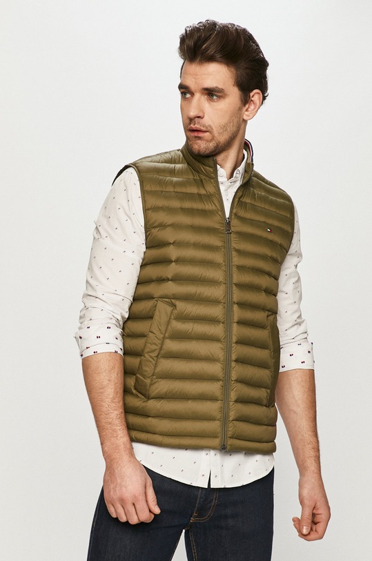 Tommy Hilfiger - Bezrękawnik puchowy bez kaptura zielony MW0MW14607