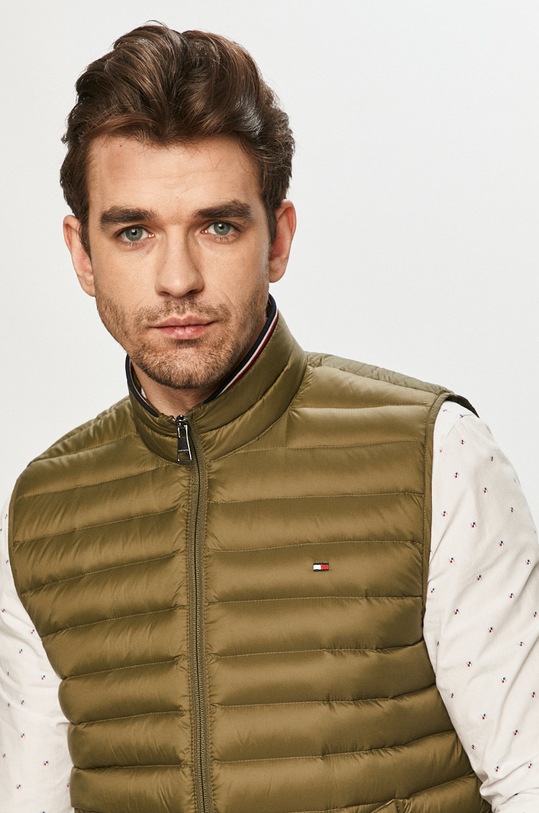 Tommy Hilfiger - Bezrękawnik puchowy zielony MW0MW14607