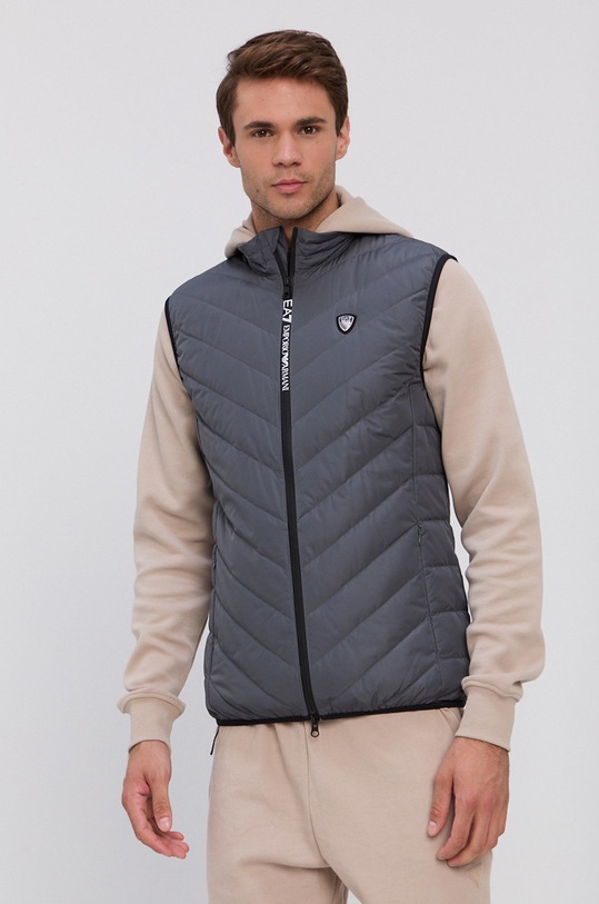 Péřová vesta EA7 Emporio Armani přechodné šedá 8NPQ03.PNE1Z