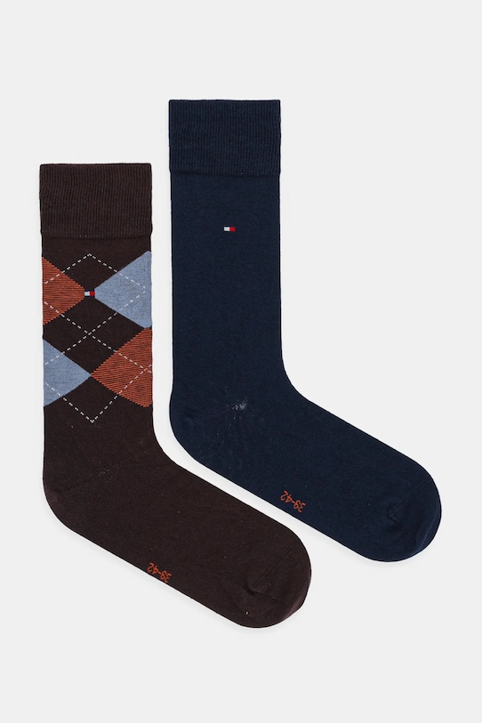 Κάλτσες Tommy Hilfiger 2-pack ψηλές κάλτσες καφέ 100001495