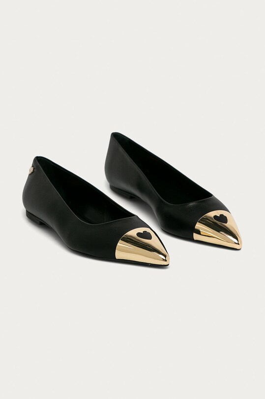 Love Moschino - Baleriny skórzane JA11071G1BIA000A czarny AW20