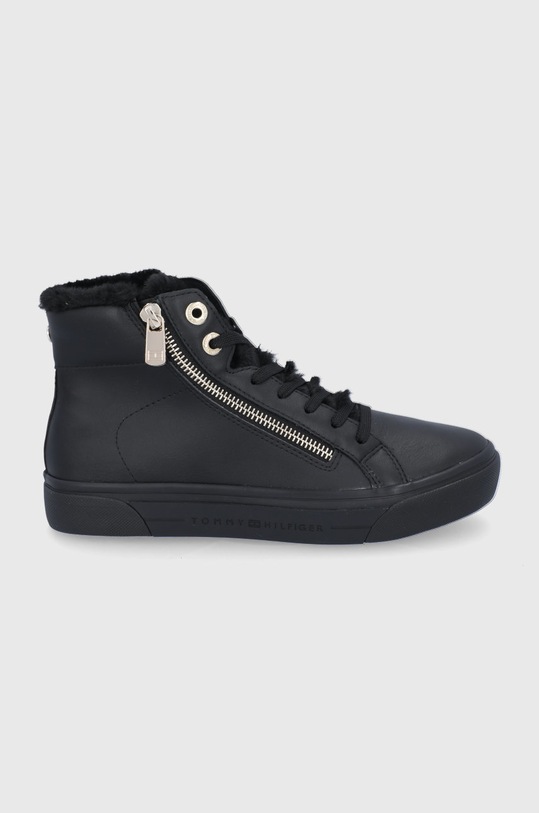 Boty Tommy Hilfiger imitace kůže černá FW0FW05226BDS