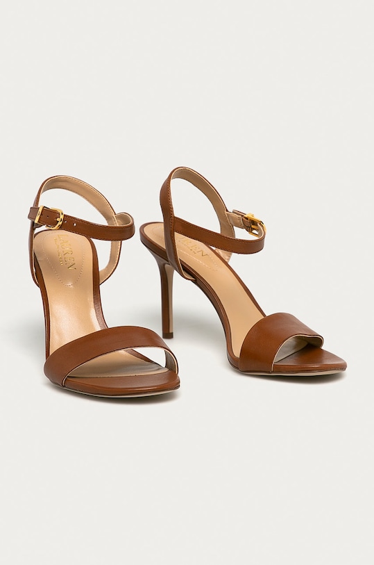 Lauren Ralph Lauren - Δερμάτινα σανδάλια 802813904002 καφέ SS23