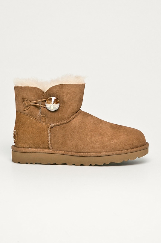 UGG - Semišové snehule Mini Bailey Button Blink zateplené hnedá 1016554.CTGL
