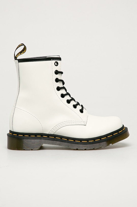 Dr. Martens - Botki skórzane 1460 W płaski biały 11821100.1460.W