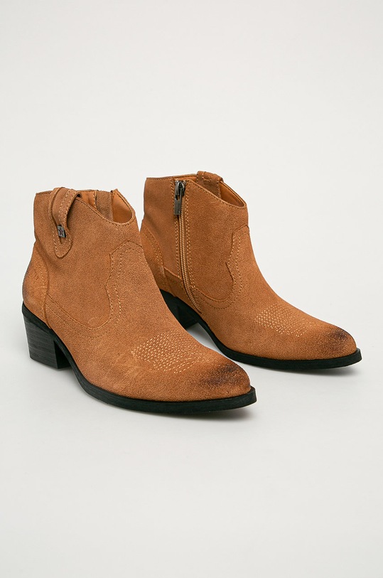 Big Star - Kožené kovbojské topánky GG274330 hnedá AW20