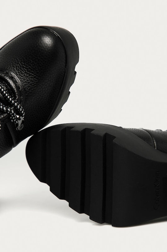 Calvin Klein Jeans - Kožené kotníkové boty černá RE9835