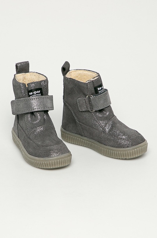 Mrugała - Dětské semišové boty 7199.0.INKA.20.25 stříbrná AW20