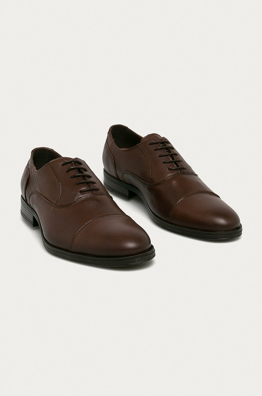 Jack & Jones - Kožené poltopánky 12160988 hnedá AA00