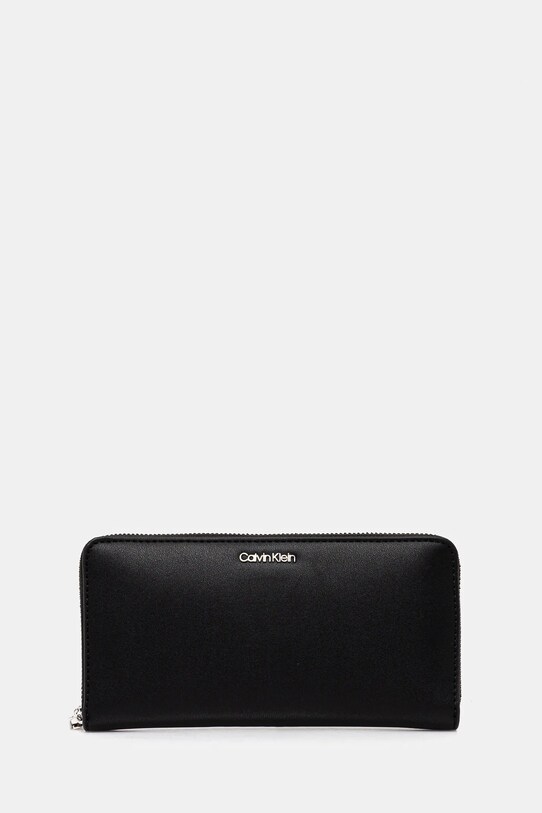 Calvin Klein denarnica Imitacija zrnatega usnja črna K60K606698