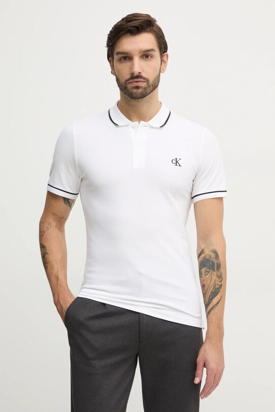Polo tričko Calvin Klein Jeans jednofarebný béžová J30J315603