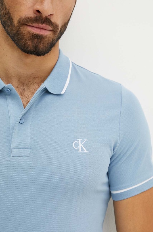 Тениска с яка Calvin Klein Jeans син J30J315603