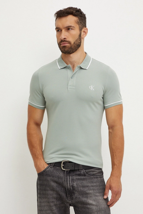 Calvin Klein Jeans polo z elastanem szary J30J315603