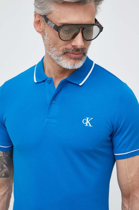 Calvin Klein Jeans tricou polo slim albastru J30J315603