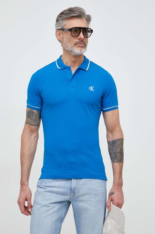 Îmbrăcăminte Calvin Klein Jeans tricou polo J30J315603 albastru