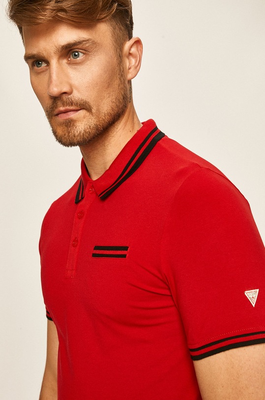 Guess Jeans - Polo tričko s elastanem červená M0YP66.J1300