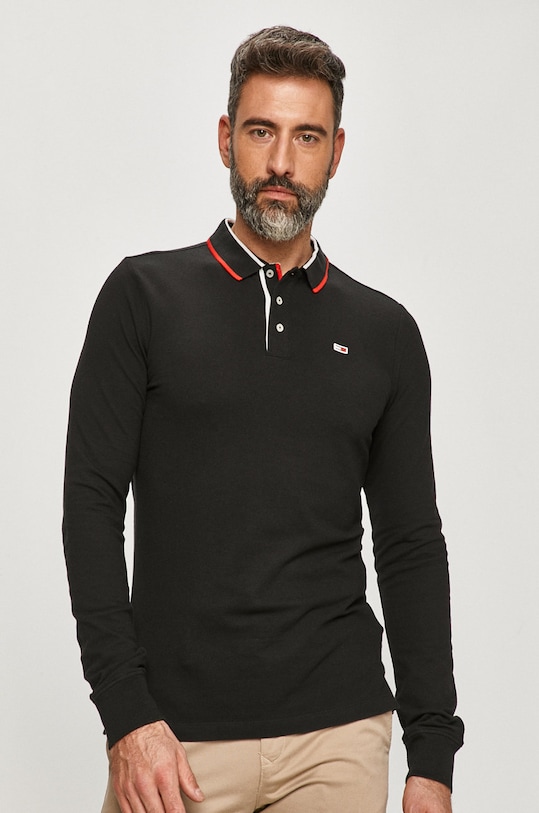 Tommy Jeans - Tričko s dlouhým rukávem nášivka černá DM0DM09442